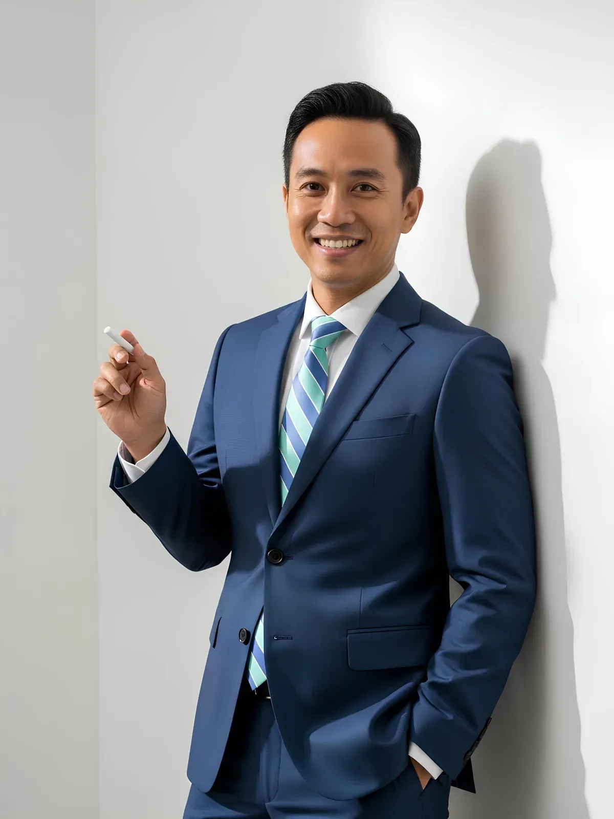 Ejen Tuahplan berpakaian korporat sedang tersenyum