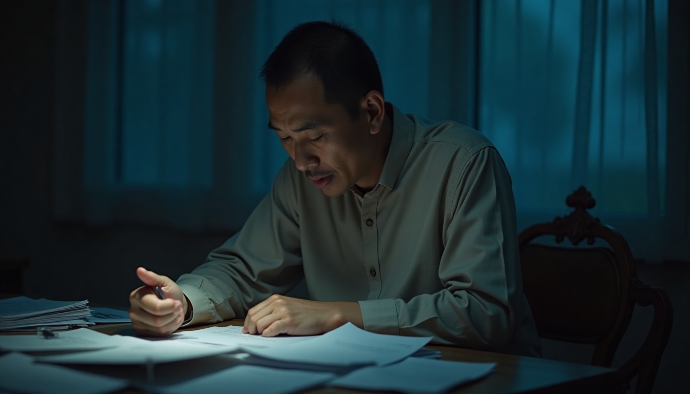 Lelaki muslim mengira perbelanjaan bulanan